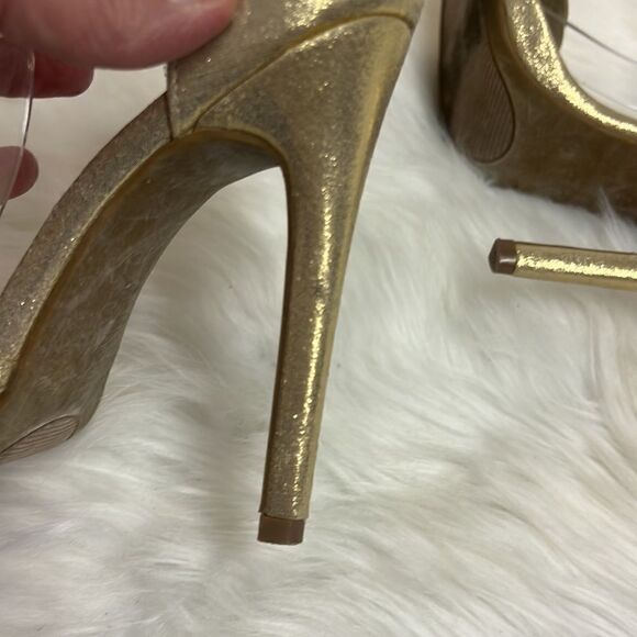 Steve Madden gold shimmer and embellished Strappy heels, size 6 BIN 16 - Picture 9 of 10